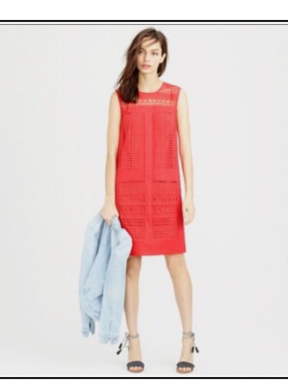 J Crew Crochet Shift Dress Large Sleeveless Summer Orange